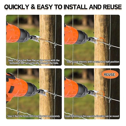 200 PCS Fence Staples–304 Stainless Steel Fence Nails for Softwood Reusable Fasteners Wire Fencing Screws for Mesh/Woven Wire, Quick Power Drill Installation – Ideal for Farms, Gardens & Outdoor Use