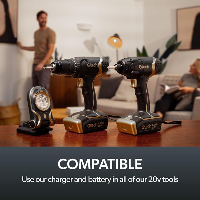 Gtech Power Tool Battery Charger - Fast Charge in 75 Min - 1.8m Cable - LED Charging Status - Compatible with Gtech Tools - Ideal for Quick and Efficient Recharging