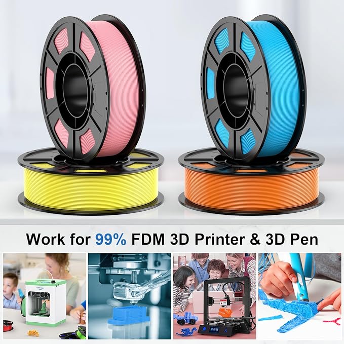 ENTINA 4 Colors PLA 3D Printer Filament for Tina 2, Dimensional Accuracy +/- 0.02mm, 1.75MM 250G 3D Printer Filament Bundle for 3D Printers
