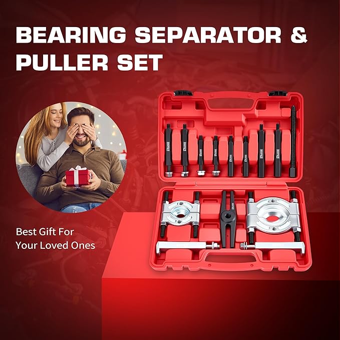 KOOPOOL Bearing Puller and Splitter Kit, Separator and Puller Set, Pinion Bearing Puller and Wheel Removal Tool, 5 Ton Capacity Bearing Separator with 2’’ and 3’’ Bearing Separator Jaws, 14Pcs