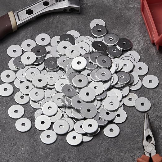 Yaocom 200 Pieces 3/16" x 1" Zinc Fender Washers Thickness 2mm Fender Washers for Wood and Wet Environment