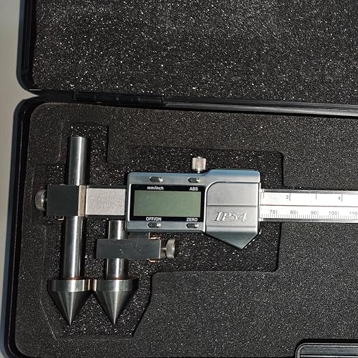 Digital Offset Centerline Caliper Hole Distance Vernier Caliper Cone Probe Hole Center Distance Ruler Measuring Tool Stainless Steel Inch/MM (20-300mm)