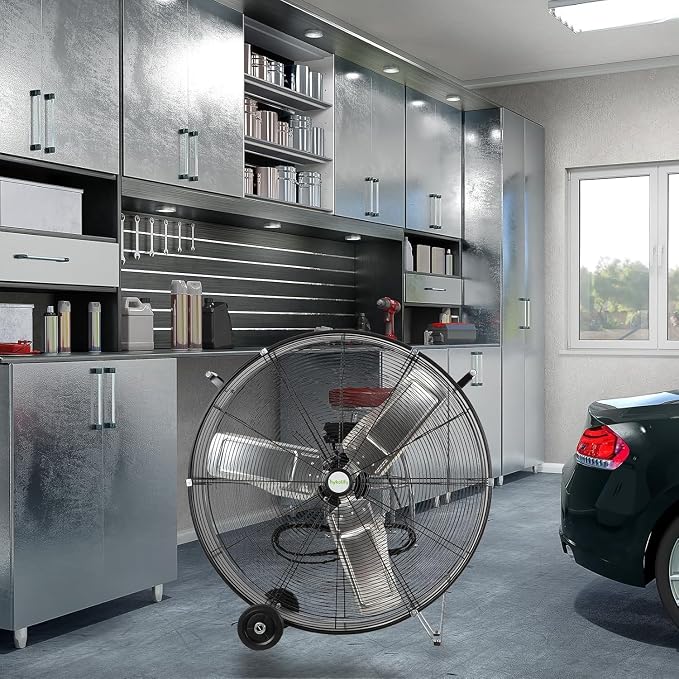 hykolity 36" High Velocity Industrial Drum Fan with 2 Speeds, 15000 CFM Heavy Duty Shop Fan with Casters & Handle for Warehouse, Factory Workshop and Garage Use
