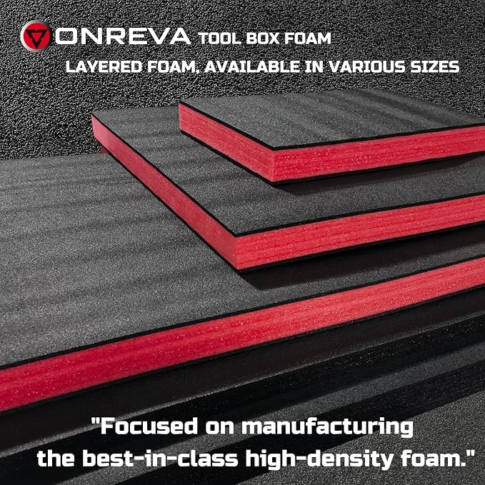 ONREVA Tool Box Foam, 2Pack 45x22x2 inch, Foam Inserts for Cases, Polyethylene Storage Sheets for Toolbox Hard Case, Tool Shadow Insert, Kaizen Organizer Sheet