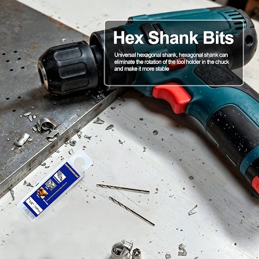 1/8 Drill Bits for Metal and Hard Steel(10pcs),M35 High Speed Steel Twist Jobber Metal Drill Bits,with Index Storage Case