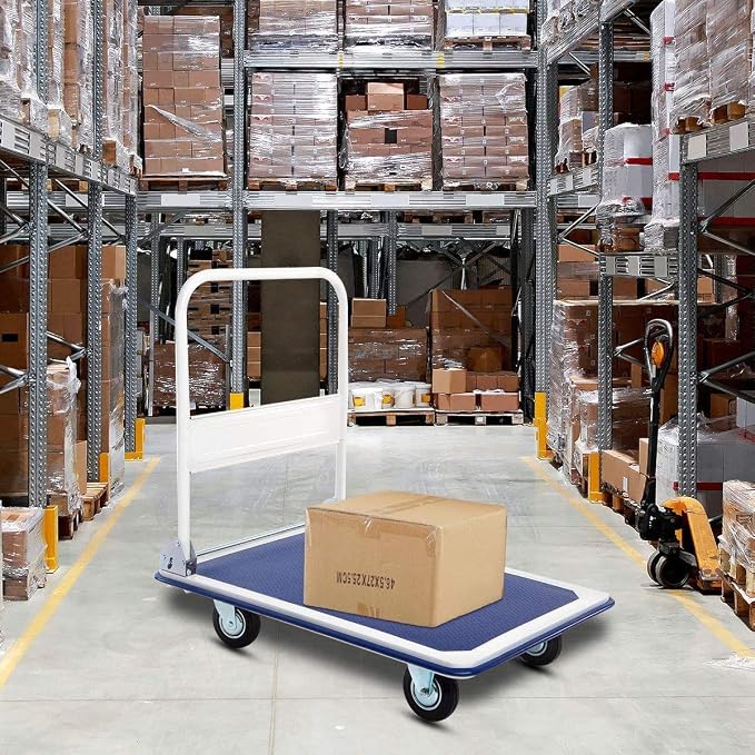 LUARANE Folding Platform Cart, 660 LBS Heavy Duty Push Hand Truck Dolly with Rolling Caters, Collapsible Moving Flatbed Truck with High Capacity for Home, Garage, Office