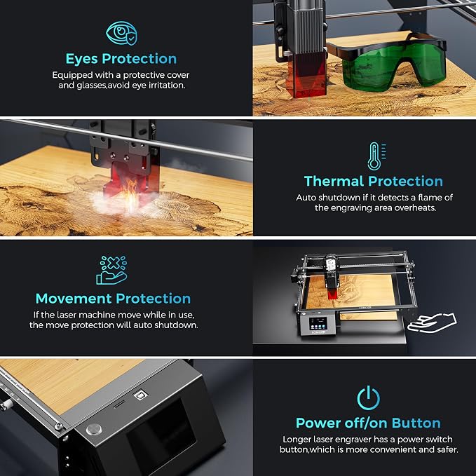 LONGER Laser Engraver Ray5 10W, 60W DIY Laser Cutter and Laser Engraving Machine with 3.5" Touch Screen,0.06mm Laser Spot 10000mm/min, Offline Usage CNC Laser Engravers for Wood Metal Acrylic Glass
