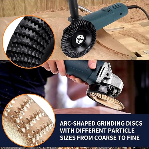 Pomsare 13PCS Angle Grinder Polishing Pad Sanding Disc, Wood Carving Disc Set for 4 1/2 Angle Grinder Attachments, Tungsten Carbide Cutting Wheel Stump Grinder for Wood Grinding, Shaping and Sanding