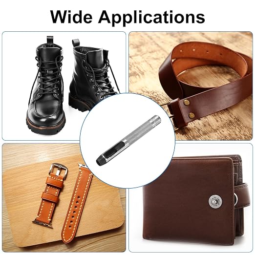 HARFINGTON 2pcs Leather Round Hole Punch, 7mm Hollow Hole Puncher Cutter Carbon Steel Circle Hole Punching Cutting Tool for Belt/DIY Leather Craft