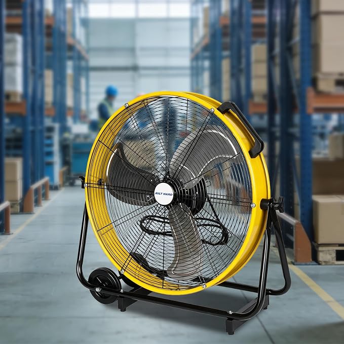 BILT HARD 24" 8100 CFM High Velocity Industrial Drum Fan, 3-Speed Heavy Duty Metal Shop Fan for Garage, Warehouse, Workshops, Factory and Basement, UL Listed