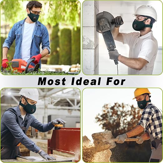 BASE CAMP Upgrade M Plus Dust Mask, Reusable Respirator Mask for Woodworking, Face Protection with 99.9% Effective Carbon Filters for Construction, Landscaping, Sanding, Painting, Pollution