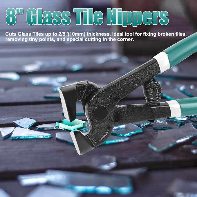 2Pcs Glass Tile Nippers Set, Heavy Duty Wheeled Glass Mosaic Nipper & Hd Ceramic Tile Nipper, Tile Cutter, Mosaic Cutter Tool for Cutting Glass Mosaic, Ceramics, Stone, Metal