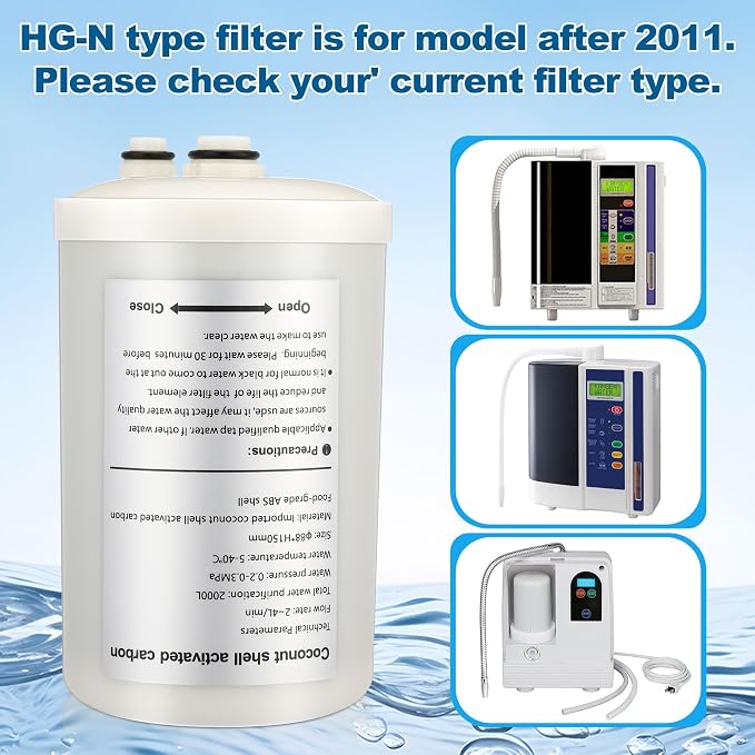 Qualirey 1 Pack Premium Filter Replacement Compatible with HG-N Type Water Ionizer, NSF 372 Certified, Compatible with Enagic Kangen LeveLuk SD501, JrIV, KANGEN 8(Not Original Type Before 2010)