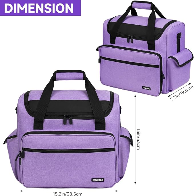 Craft Bag for Scrapbook Supplies, Large Scrapbook Tote with 15.6'' Laptop Sleeve, Art Supply Storage Bag with Multiple Pockets for Scrapbooking Tools, Purple