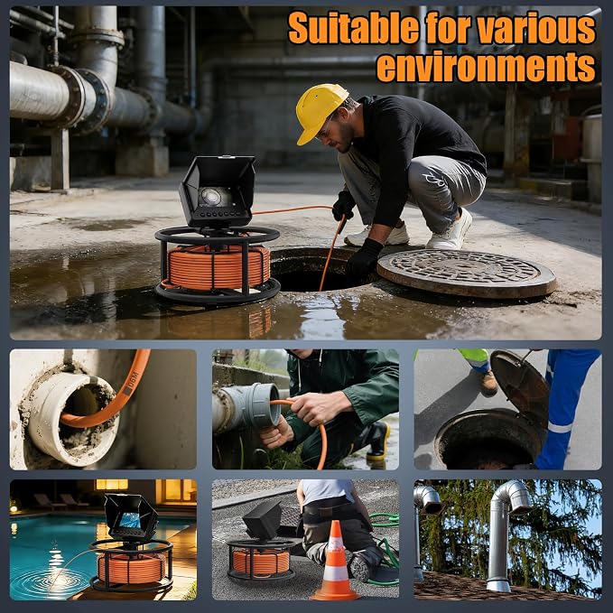 Sewer Camera 100 FT, 4.3" HD Screen, 18mm Industrial Endoscope with DVR Function, 32GB Card, Portable Drain Camera with 8500mAh Battery,Ideal for Plumbers and Homeowners