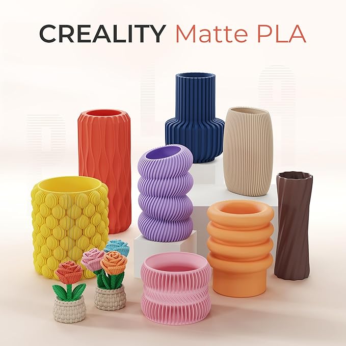 Creality Matte PLA Plus Filament 1.75mm, Low Warping, Minimal Layer Lines, Dimensional Accuracy +/- 0.02mm, 4kg (8.8lb) 3D Printer PLA+ Filament Bundle, Matte Brown+Beige+Navy Blue+Army Green