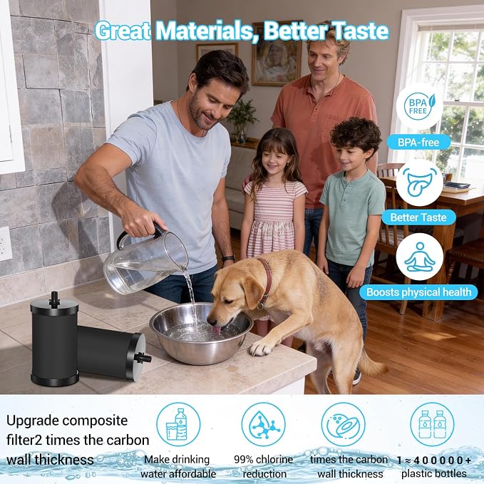 Alexapure 2387 Pro Water Filter Replacement, 3-Stage Filtration Reduces Chlorine & Sediment, Up to 5000 Gallons Long Lifespan, Fits Pure Well Water Filter System, Upgraded Version, Black (2 Pack)