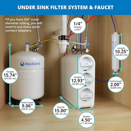 Aquasana SmartFlowยฎ Reverse Osmosis Water Filter | RO Under Sink System | WQA Certified up to 99.99% of 90 contaminants Including Fluoride, PFAS, Arsenic, Lead, and Chlorine | Does not Include Faucet
