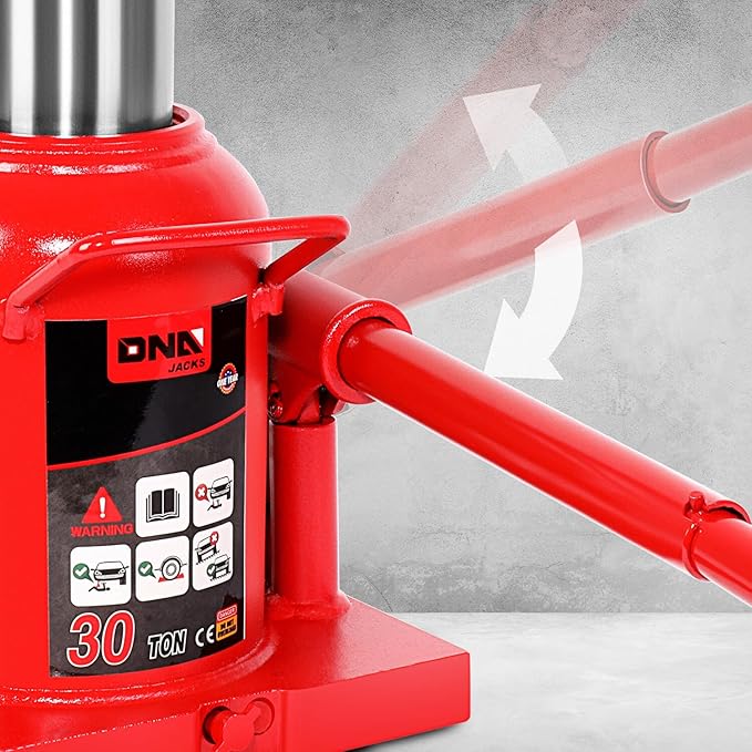 DNA Motoring 30 tons / 60000 lbs Lifting Automotive Welded Hydraulic Bottle Jack for Repair Vehicle, Pickup, Truck, w/Manual Handle, Red,TOOLS-00364