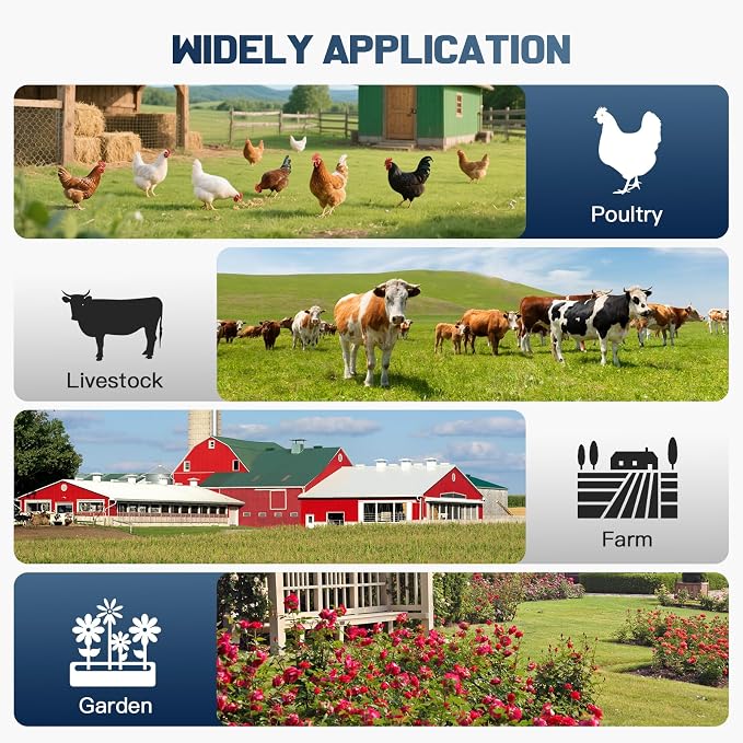 6-12KV Adjustable Output Solar Charger,20 Miles Solar Powered Electric Fence 2 Joules Pulse Energy,24H Protection Solar Powered Electric Fence Kit Suitable for Pets,Poultry,Ranches and Gardens