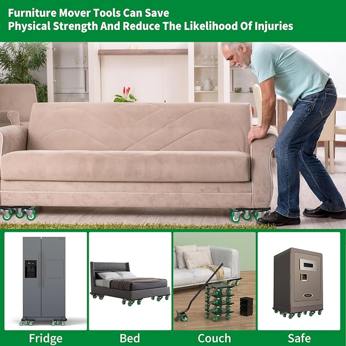 NEST EASY Upgraded Heavy Duty Furniture Dolly 360° Rotating 5 Wheels, Alloy Steel Furniture Movers Up to 3748 lbs/1700 Kg Load Capacity with Sliders (6.9x6.5 in)