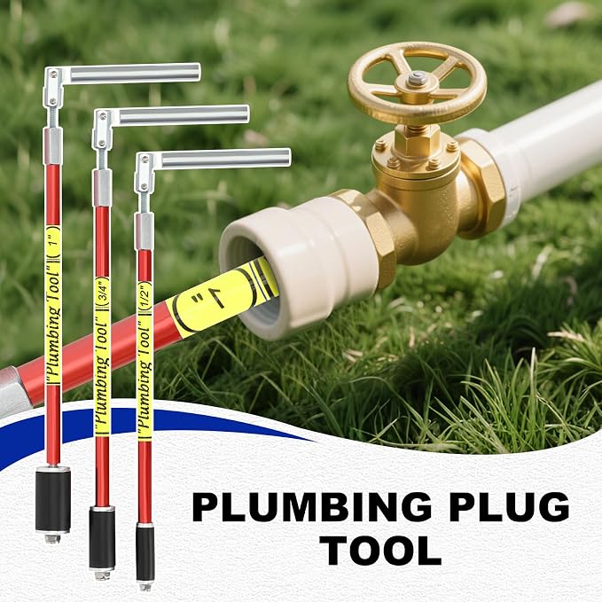 2062 Plumbing Plug Tool Kit, Water Stopper for Pipes 1/2", 3/4", 1" Sized Pipes, with Replacement Parts Gasket Nut, Plumbing Plugs for Fast Water Line Repairs, Without Drainage