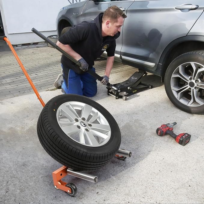 BEAMNOVA Heavy Duty Tire Dolly 330 LBS Tire Lifting Tool Wheel Dolly with Adjustable Roller Car Automotive Tire Moving Tool Cart Wheel Lift for Workshop, Garage