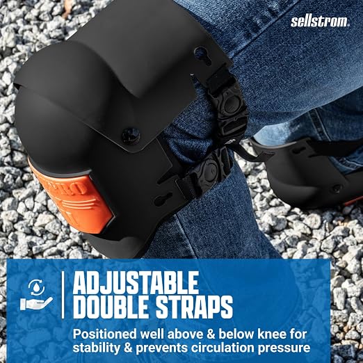 Sellstrom Ultra Flex KneePro Hybrid Professional Knee Pads for Men & Women with Built-in Gel Pack & Foam Cushioning & Heavy Duty Hard Outer Shell - Adjustable Straps with Quick-Clips & Ergonomic Metal Hinges - for Construction Work, Gardening, Roofing,...
