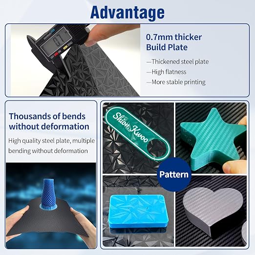 370x370mm K2 Plus Build Plate, Double-Sided PEO PET Build Plate Printing Bed Platform for Creality K2 Plus 3D Printer,Flexible Spring Steel Sheet for Creatily K2 Plus