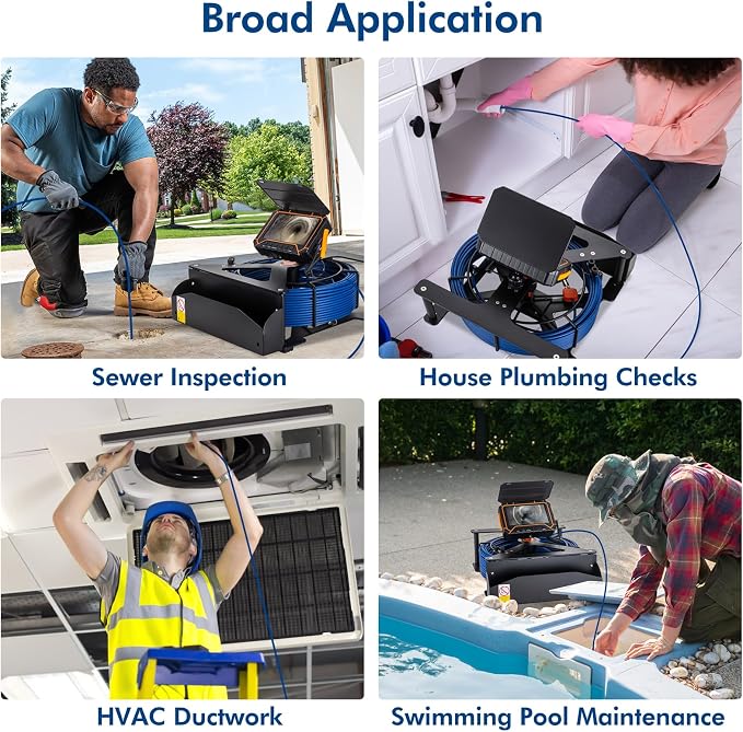 Sewer Camera 100ft,SPRIDRAIN Drain Pipe Camera HD 5in Screen with 32GB DVR,Waterproof IP68 Works Underwater Up to 10Meters Sewer Inspection borescopes for Plumber(Fits Pipes>0.7" Diameter,100ft/30M)