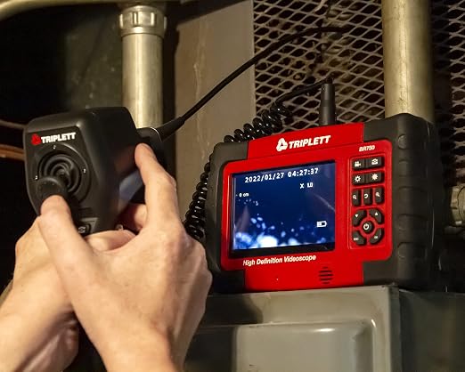 Triplett BR750 High Definition Articulating Videoscope with Waterproof 6mm Camera, Joystick Controller, and 5" Color TFT LCD Display