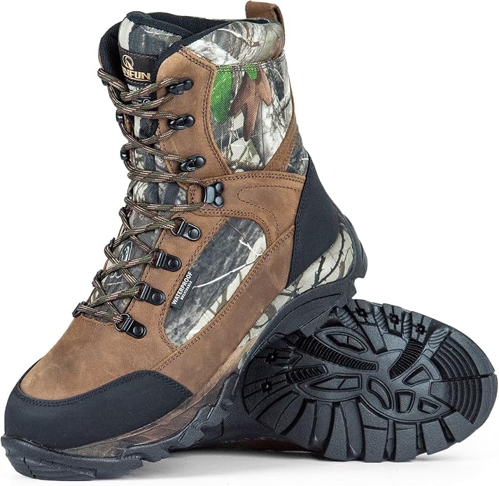 Men's Waterproof Military Tactical Work Boots with Steel Shank, 8" Insulated Leather Hunting Boot