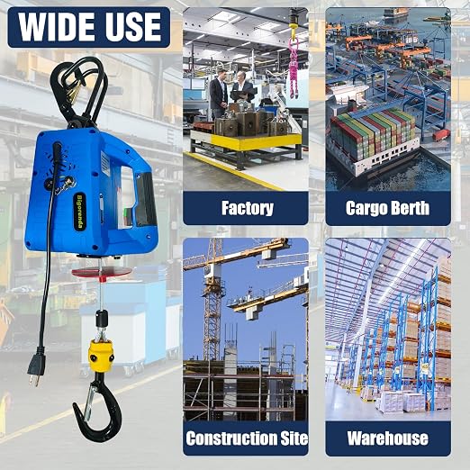 3-in-1 Electric Hoist Winch with Wire Wireless Remote Control,1100lb Portable Electric Power Winch,1500W Electric Hoist Crane,26FT Lifting Height, for Warehouse, Lifting Towing, Garage