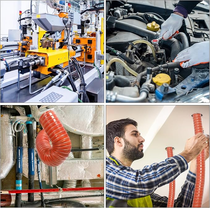 NOWBALL 2in Automotive Air Duct Hose, Length 1 Meter-3.3ft, 2" Silicone Flexible Cooling Ducting, 50mm High Heat Brake Exhaust Hose for Car, Garage, Dryer Air System