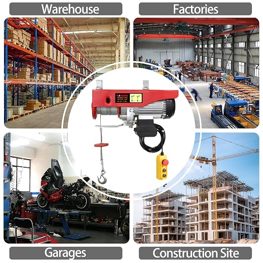 440 Lbs Electric Hoist Winch with 14 ft Wired Control - 110V Electric Winch with 40ft Lift Height for Garage, Warehouse, ATV, Engine Hoisting, Furniture & Drywall Lifting
