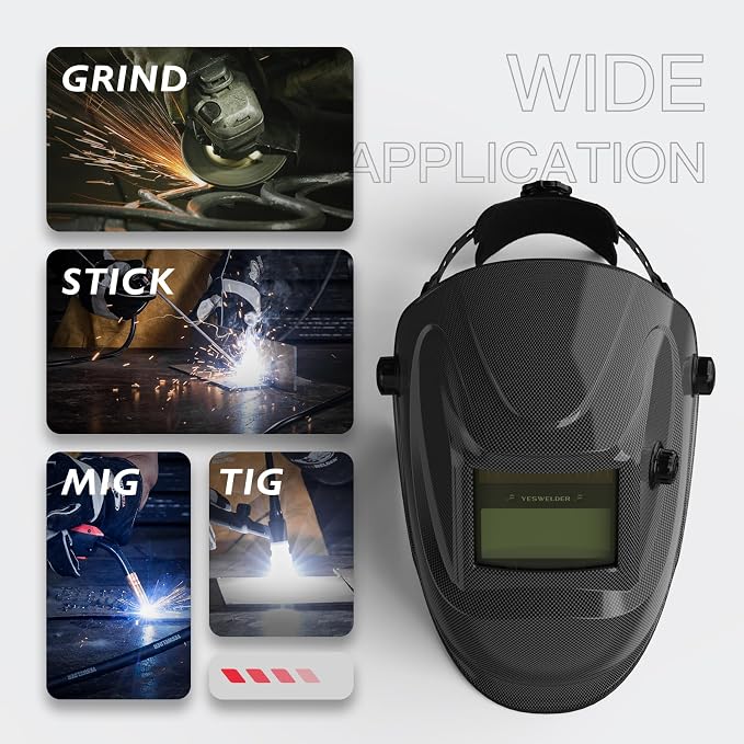 YESWELDER 125Amp Mini Stick Welder Large LED Display IGBT ARC Welding Machine & True Color Solar Powered Auto Darkening Welding Helmet