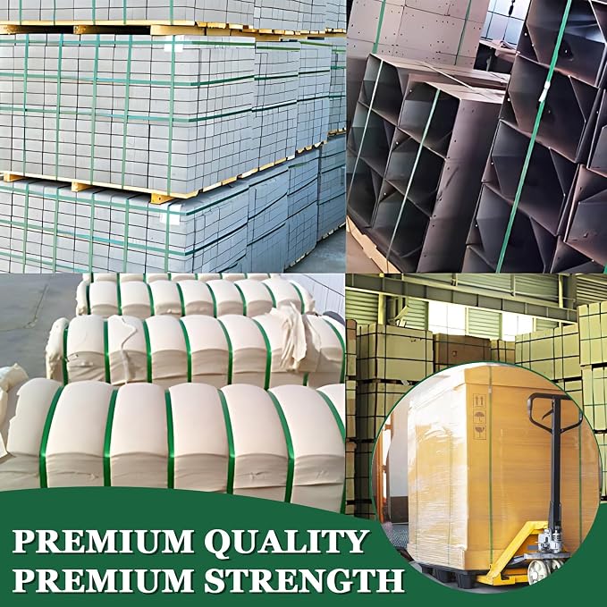 Packaging Strapping, Pallet Straps, Banding Strap (5/8" x 1500 ft x 0.035" PET Polyester Coil Roll and 100 Buckles) - Certified 1200 lbs Break Plastic Strap