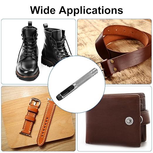 HARFINGTON Leather Round Hole Punch, 8mm Hollow Hole Puncher Cutter Carbon Steel Circle Hole Punching Cutting Tool for Belt/DIY Leather Craft