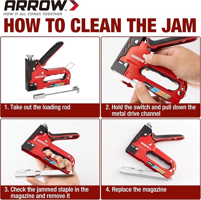 Arrow Heavy Duty Staple Gun, 3-in-1 Upholstery Staple Gun with 3000 Staples, Manual Brad Nailer with Remover, Power Adjustment Stapler Gun for Wood, Wire, Decoration, Fixing Material, Crafts, DIY