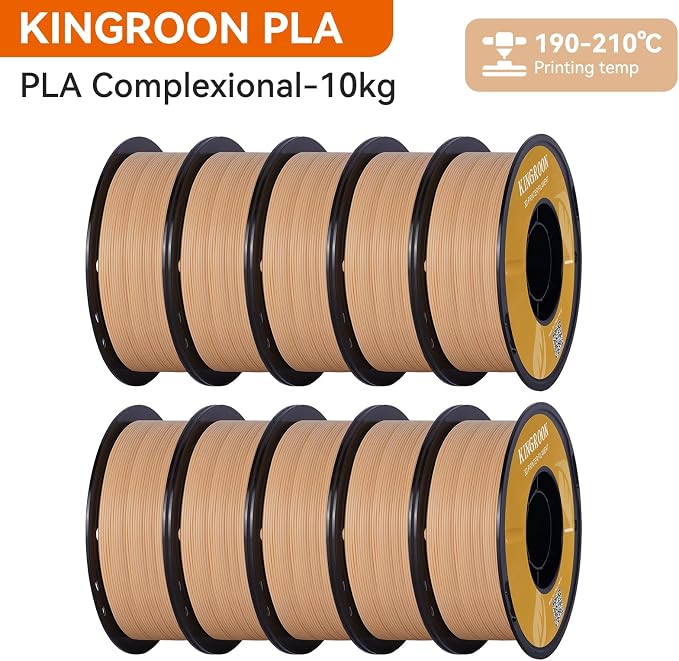 Kingroon PLA 3D Printer Filament,10 Rolls, Dimensional Accuracy +/- 0.03 mm, 10kg Spool(22lbs),1.75 mm,Skin