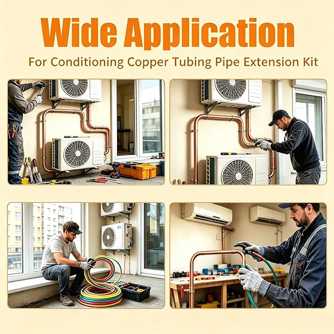 4pc 13ft(4m) Conditioning Copper Tubing Pipe Extension Tool Kit 1/4" 3/8" 1/2" 5/8" Copper Tube Bender Strip Kit - with Premium XL Protective Gloves for Air Conditioner Line Repair Tools