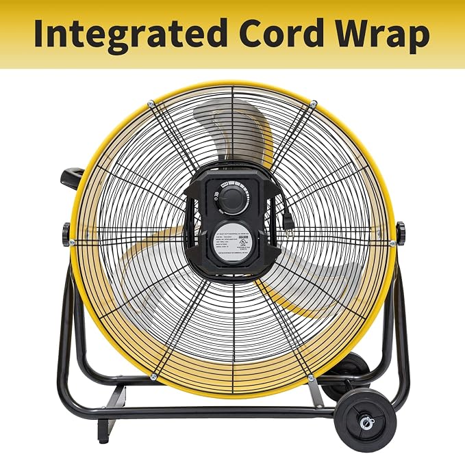 HiCFM 8800 CFM 24 inch BLDC Drive Drum Fan with High Efficiency EC Motor, Variable Speed Control, Friendly Noise Operation for Air Circulation, UL Listed