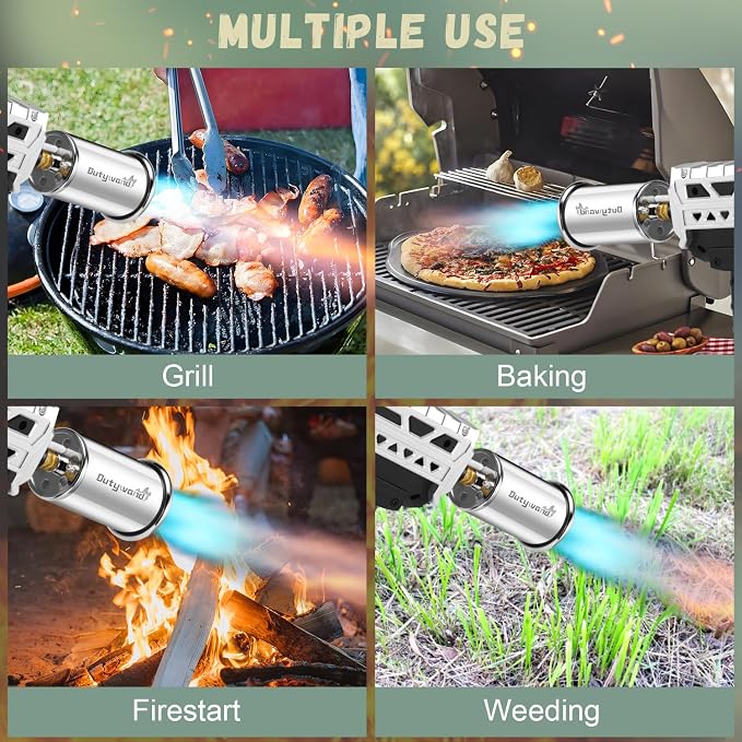 Powerful Propane Grill Torch Gun – Cooking Torch – Flame Thrower Blow Torch Gun – Adjustable Flamethrower for BBQ, Camping, Campfire, Weilding, Searing Steak, Weeding(Tank Not Included)