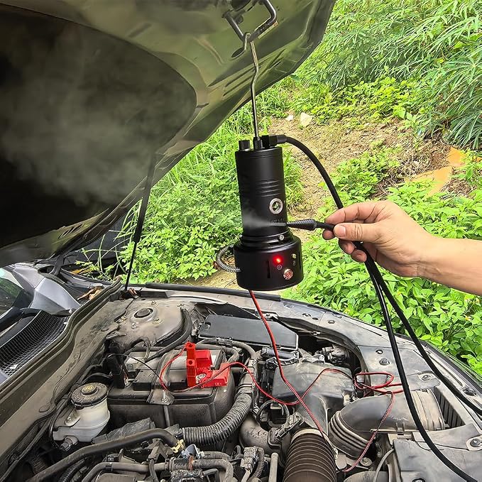 Professional Automotive Smoke Machine Kit - EVAP Fuel Leak Detector & Vacuum/Smoke Leak Tester for 12V Car, Truck, Engine Diagnostics with Adapters, Hoses & Case