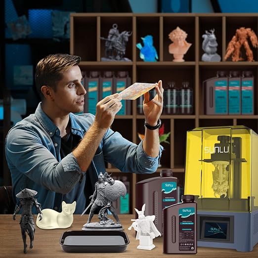SUNLU 1000g Water-Wash ABS Resin, Combines features of ABSLIKE Resin & Water Washable Resin, Non Brittle, High Precision, Low Shrinkage, Fast Curing 3D Resin for LCD DLP SLA 3D Printers, 1KG Dark Grey