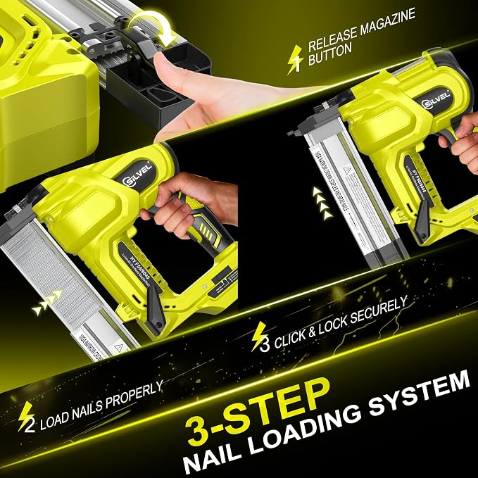 SILVEL 2" Cordless Brad Nailer, 2-in-1 21V Electric Brad Nailer with 2 * 2.0Ah Battery, 1000pcs Nails, 18GA Staples, Adjustable Depth for Woodworking, Home Improvement, green