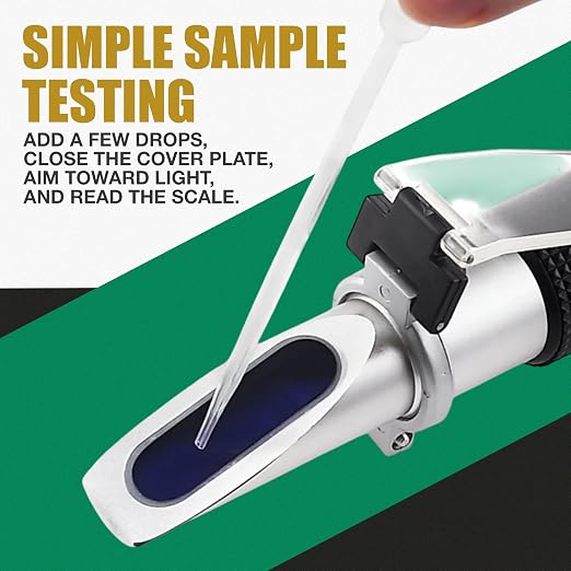 ADE Advanced Optics RHB-10ATC-1 0-10% ATC Brix Refractometer | Handheld Brix Meter for Maple Sap, Syrup Testing, CNC Coolant and Cutting Fluid Measurement with Aluminum Body, Pipette Included Set Kit