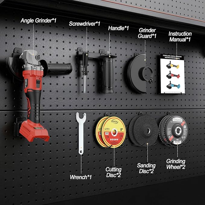 Cordless Angle Grinder Compatible with Milwaukee 18V Battery(NO Battery), 3 Variable Speed Brushless Motor Up to 8500 RPM, 4 1/2 Angle Grinder for Metal Grinding, Polishing, Cutting, 5/8"-11 Spindle