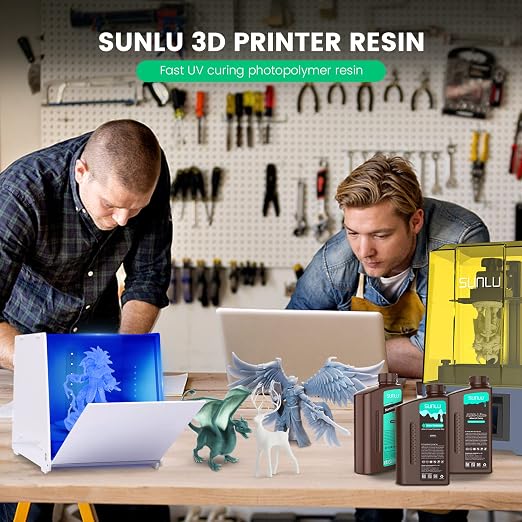 SUNLU 3D Printer Resin 2kg, Fast Curing Standard 3D Resin for LCD DLP SLA Resin 3D Printers, 395 to 405nm UV Curing 3D Printing Liquid Photopolymer Resin, Low Shrinkage, High Precision, 2000g, Black