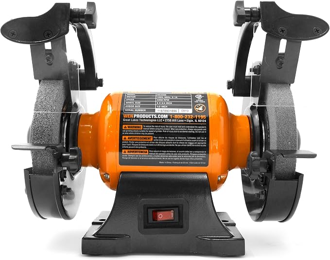 WEN BG4260 2.1-Amp 6-Inch Single Speed Bench Grinder, Orange,black